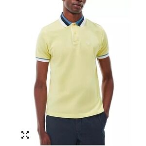 Barbour Lemon Zest Finkle Short Sleeve Classic Polo Shirt Size L